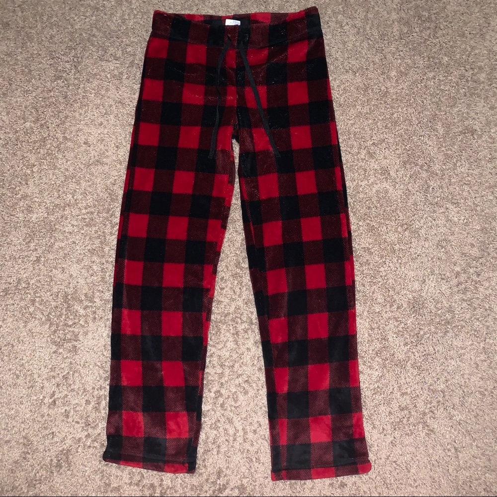 Ladies super soft red/black plaid pajama bottoms